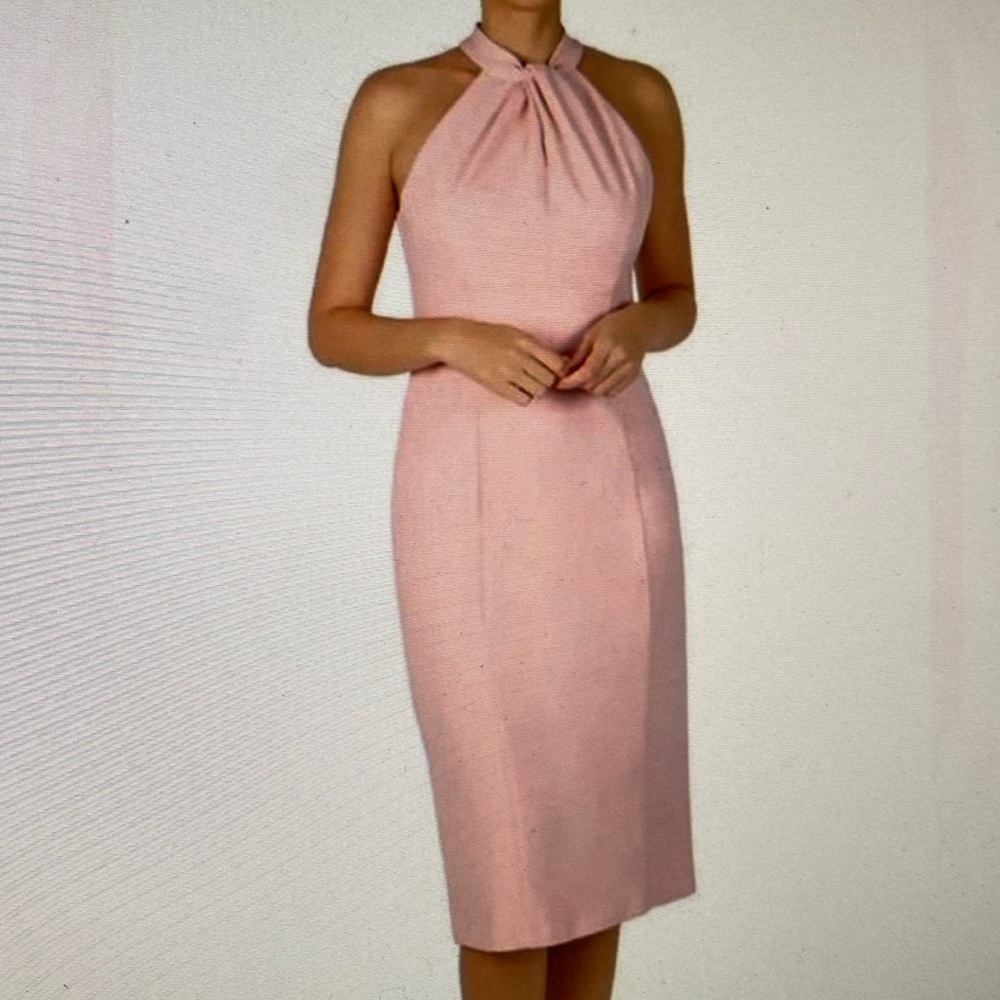 Just Taylor Blush Halter Cocktail Dress Neiman Marcus